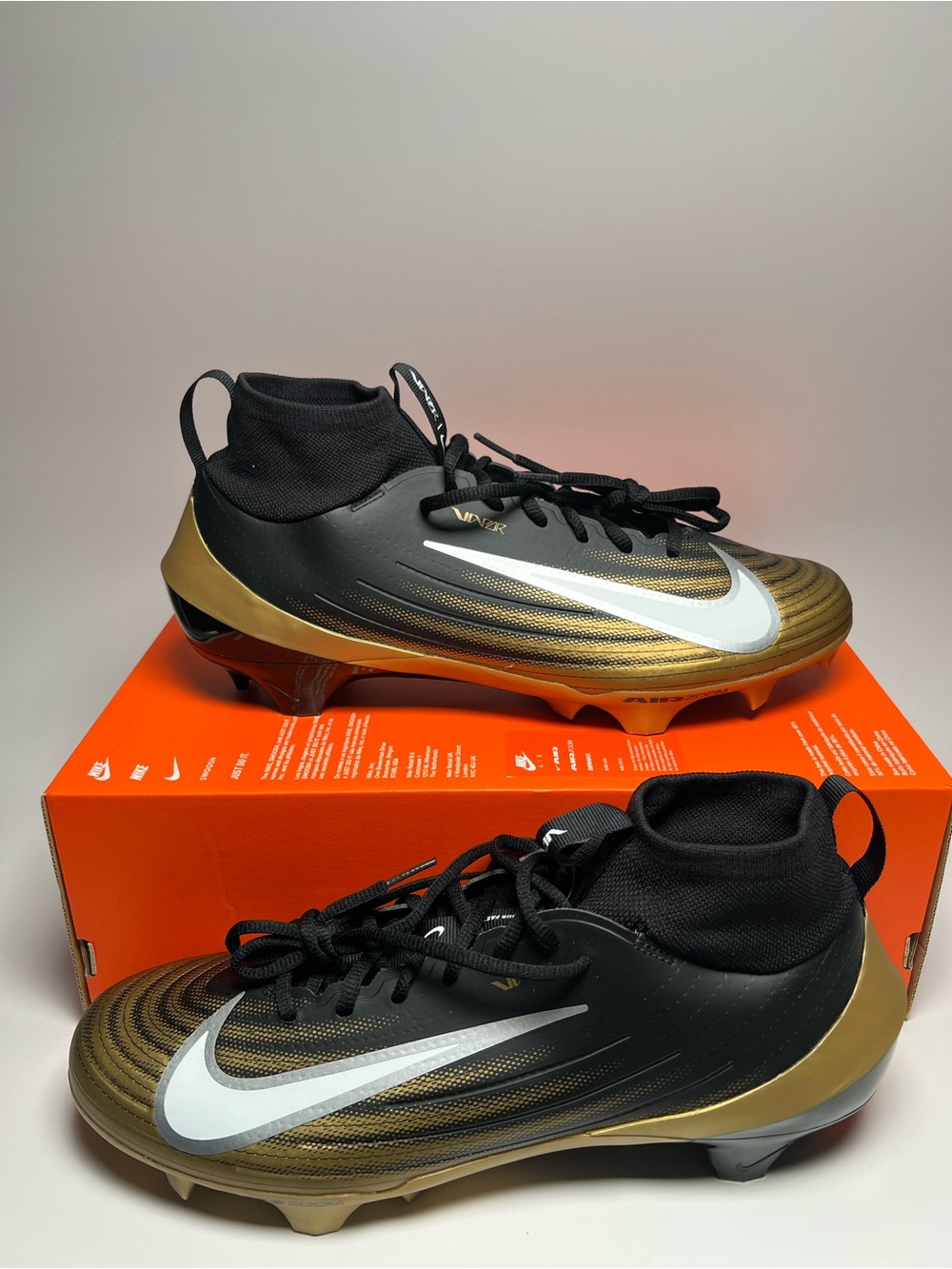 Nike Vapor 360 Zoom Pro 1 Football Cleats Black Gold FB3298-003 Men's Size